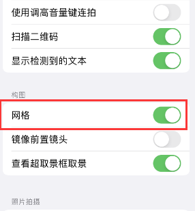 云龙苹果手机维修网点分享iPhone如何开启九宫格构图功能