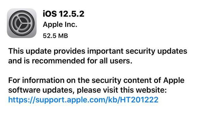 云龙苹果手机维修分享iOS12.5.2发布，建议所有老苹果用户安装 